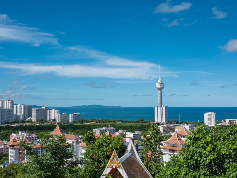 student working laptop condo Pattaya sea view