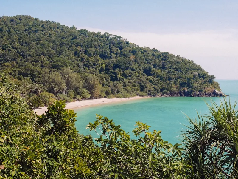 Koh Lanta Long Beach calm shallow water children playing Thailand Phuket Thailand