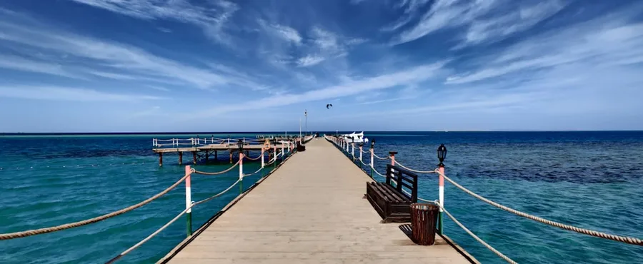 Hurghada beach Red Sea Egypt elderly tourists