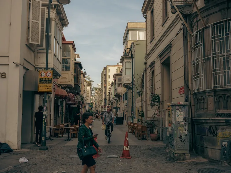 Istanbul Sultanahmet pedestrian street with tourists Turkey