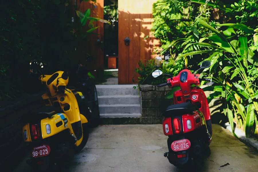 Phuket friends renting scooters beach road Thailand 2026