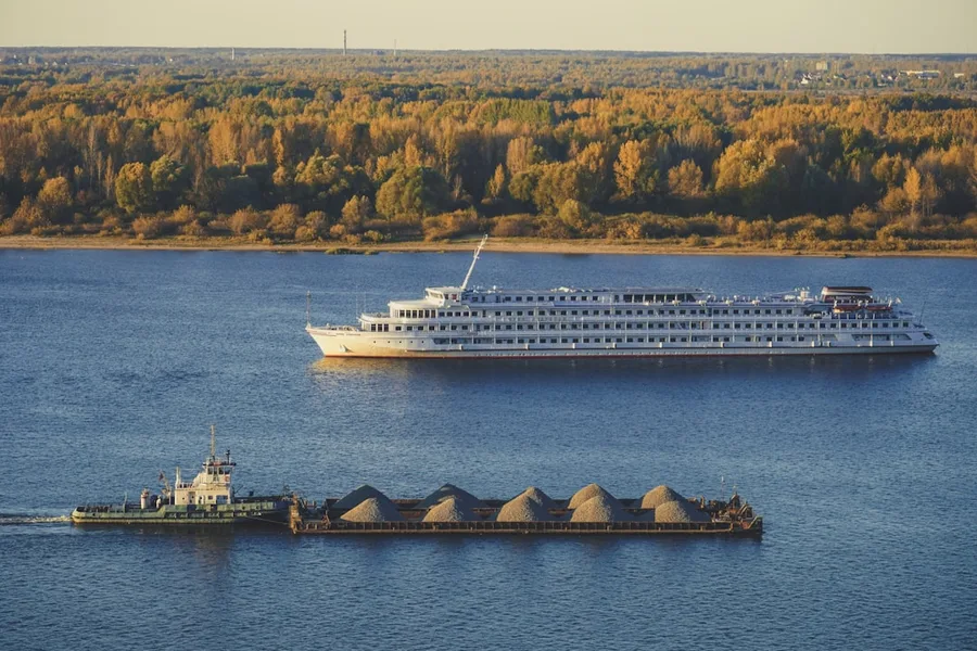 Astrakhan river port ferry terminal Volga