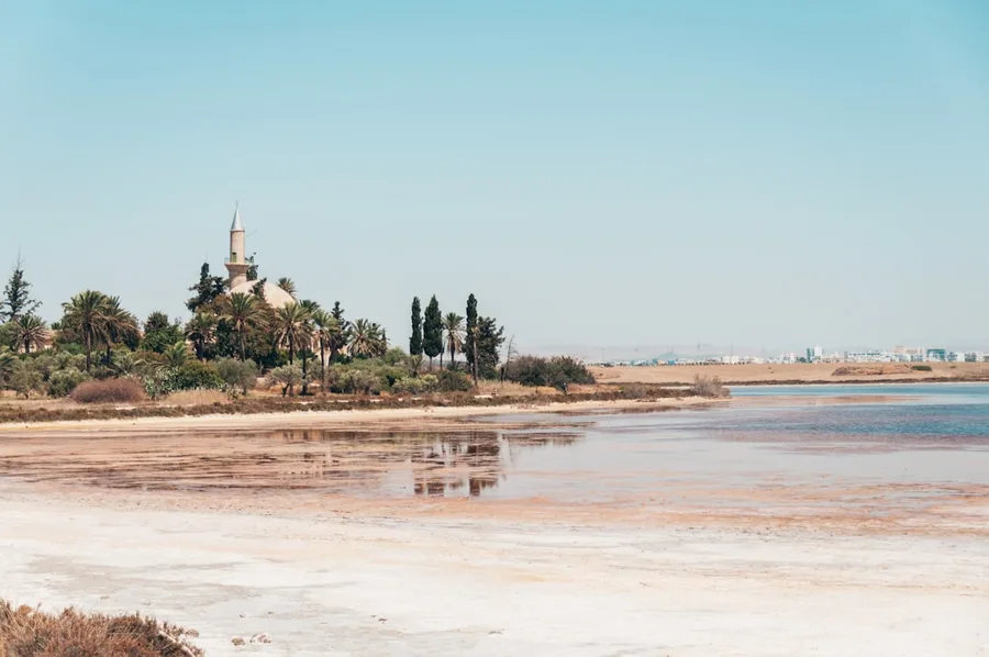Larnaca Finikoudes beach in winter calm sunny Cyprus