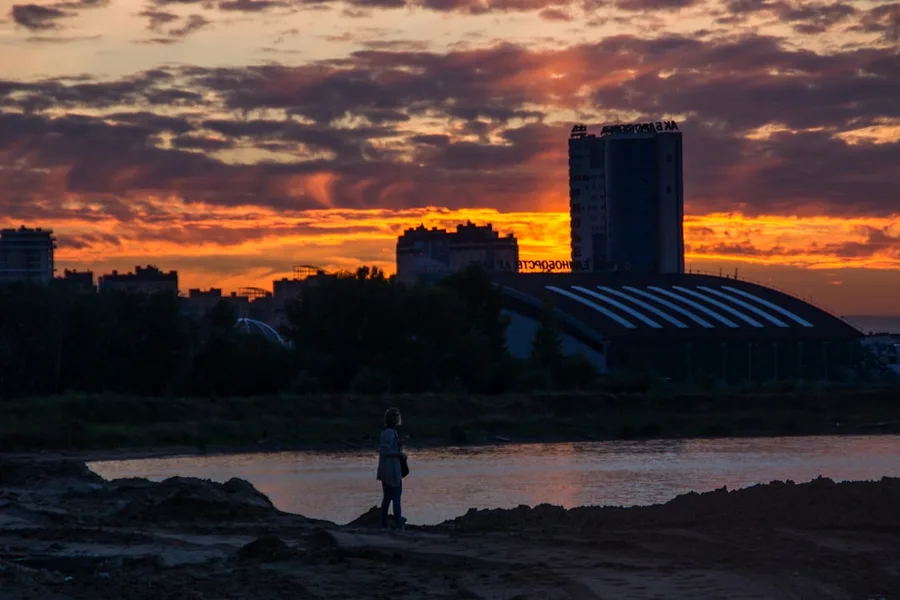 Kazanka river embankment sunset view Kazan Russia