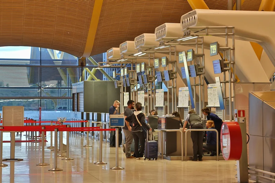 Wizz Air Abu Dhabi check-in counter at airport UAE Kos Greece