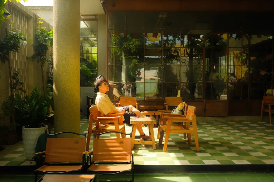 cozy studio apartment for rent in Danang with kitchen, desk and fast wifi router visible
