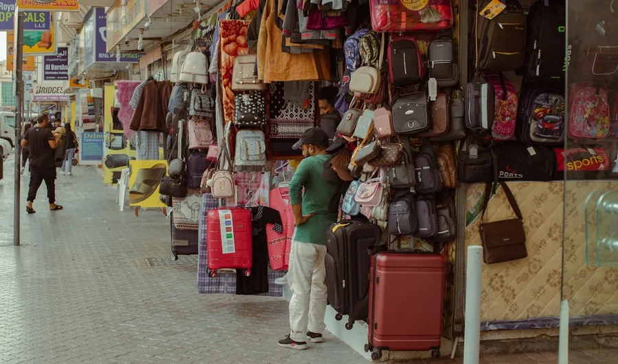 Dubai supermarket interior with family shopping budget groceries UAE