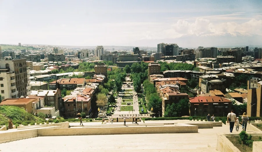 Yerevan Cascade complex children climbing stairs Armenia