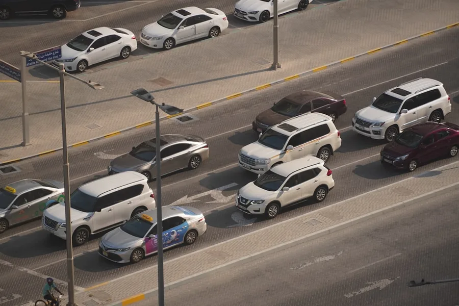 Dubai traffic jam Sheikh Zayed Road January UAE