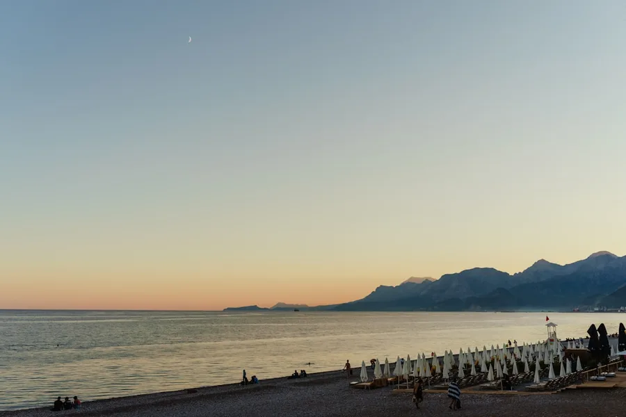 Antalya Lara beach sunrise empty Turkey
