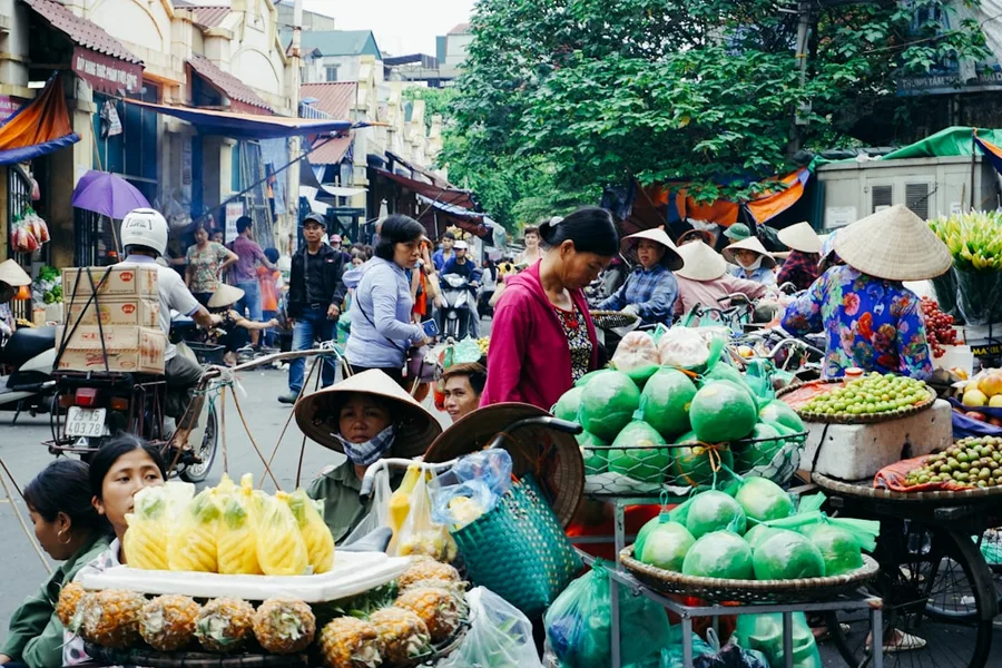 street food market Nha Trang Vietnam Vietnamese dong
