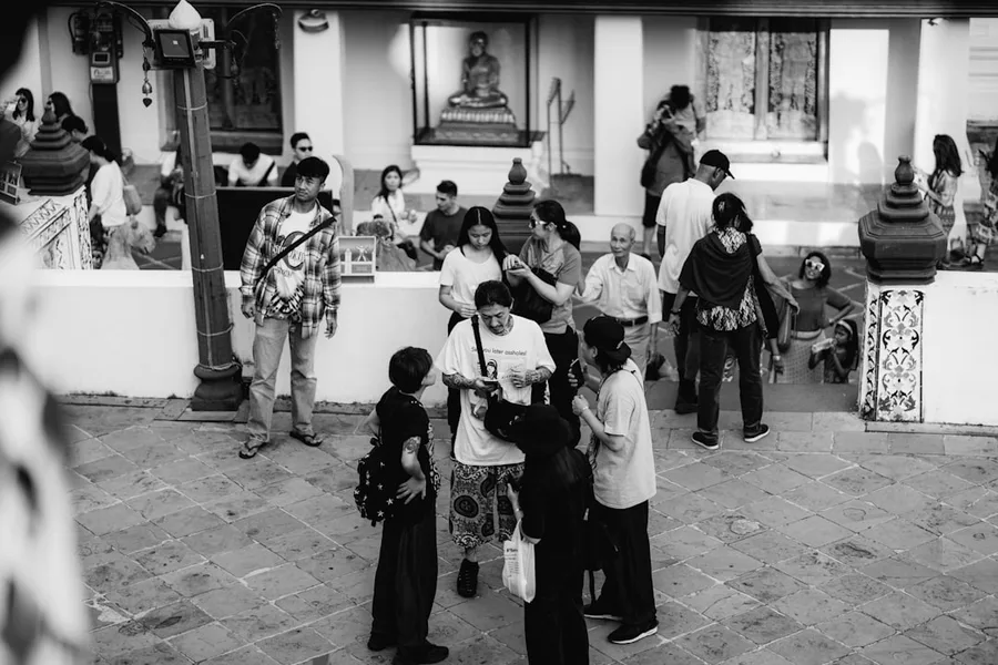 Thai king portrait public respect Bangkok Thailand
