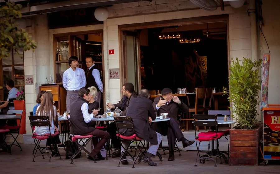 Group of friends dining traditional restaurant Antakya Hatay Istanbul Turkey