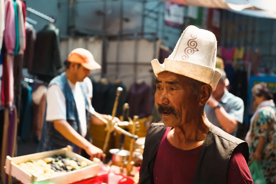 fresh hot street food cooking pad thai Phuket market Osh Kyrgyzstan
