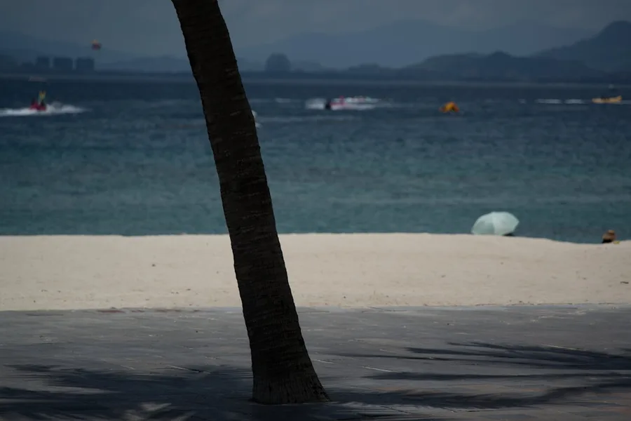 Sanya beach crowded February China