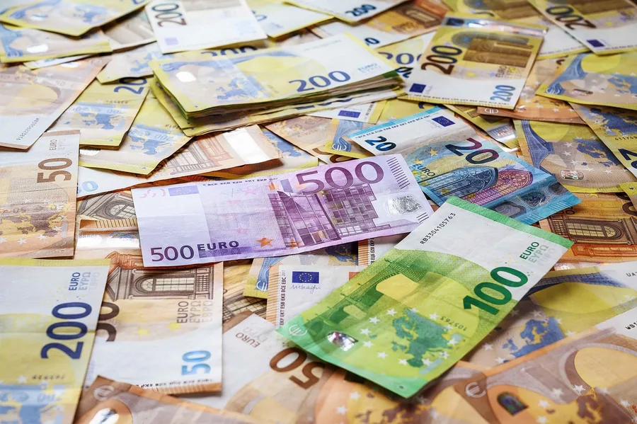 Stacks of US dollars and euros at currency exchange in Istanbul Turkey Osh Kyrgyzstan