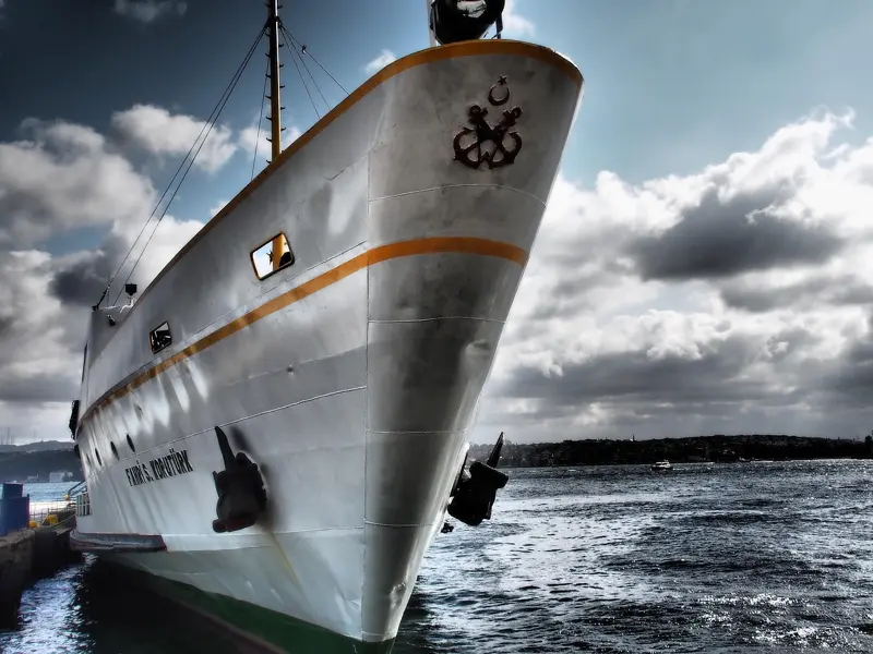 Caspian Sea cargo passenger ferry Astrakhan port Olya 2026