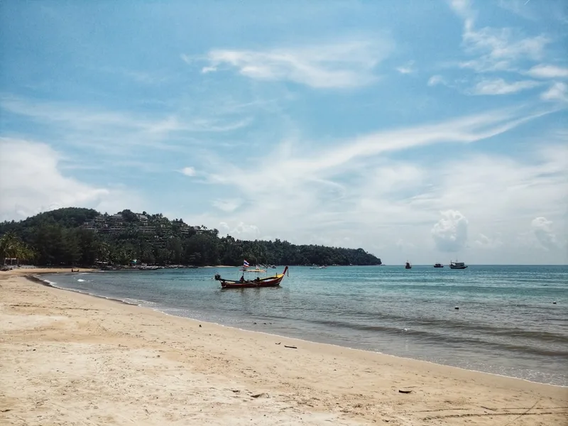 Kamala Beach Phuket Thailand peaceful atmosphere empty sand