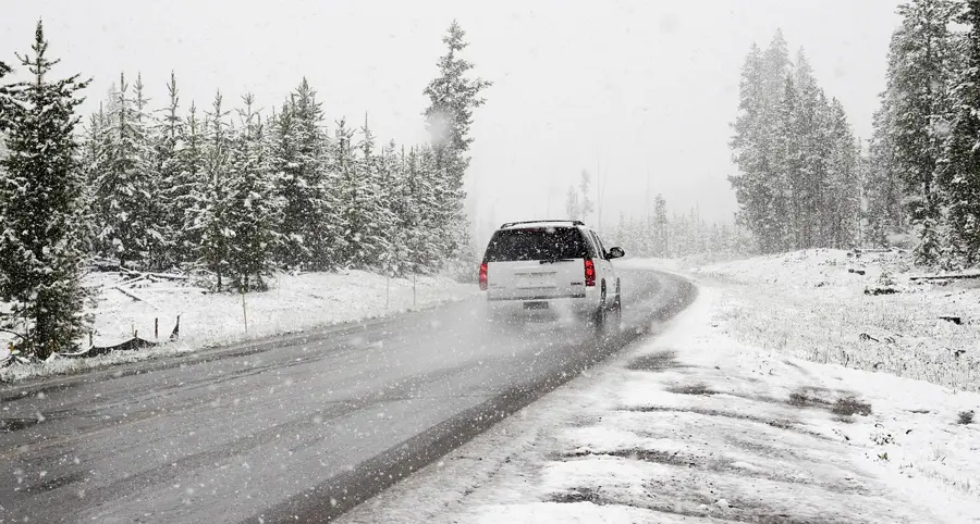 Suv driving Mangystau steppe road trip