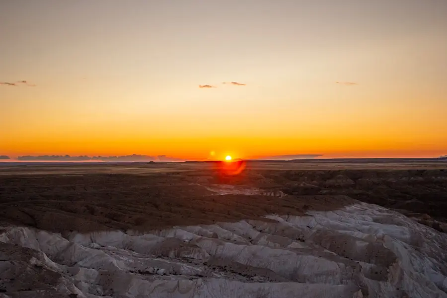 Sor Tuz salt pan cracked earth sunset Kazakhstan