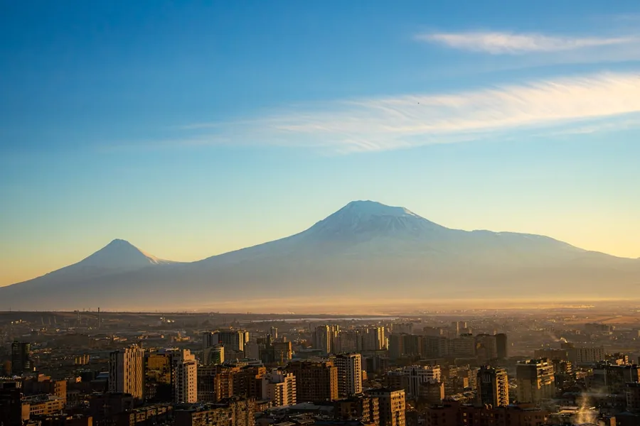 Yerevan winter cityscape Armenia