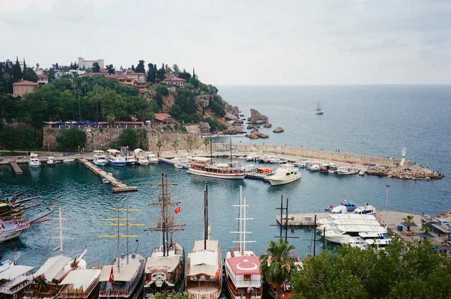Kaş harbor view with boats Turkey